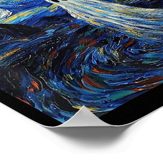 Ghost Halloween - Van Gogh Style - Starry Night ポスター (角)