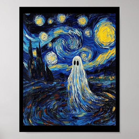 Ghost Halloween - Van Gogh Style - Starry Night  ポスター (正面)