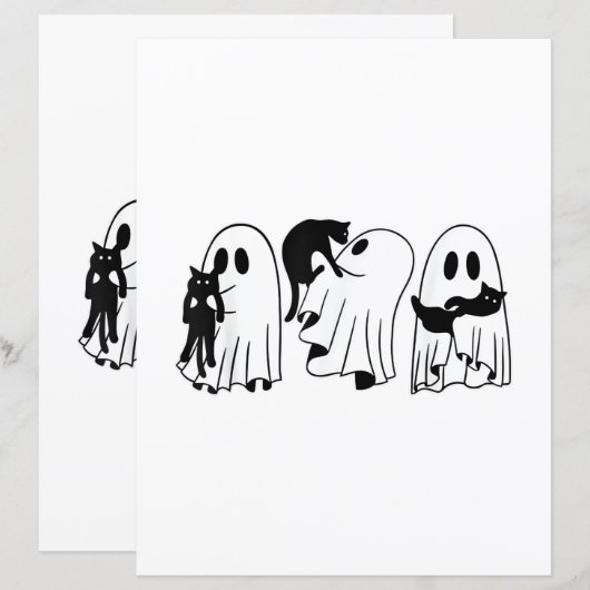 Ghost Holding Black Cat Funny Halloween Cat Lovers (正面/裏面)