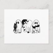 Ghost Holding Black Cat Funny Halloween Cat Lovers エンクロージャーカード (裏面)