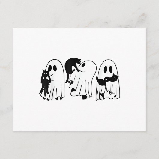 Ghost Holding Black Cat Funny Halloween Cat Lovers エンクロージャーカード (正面)