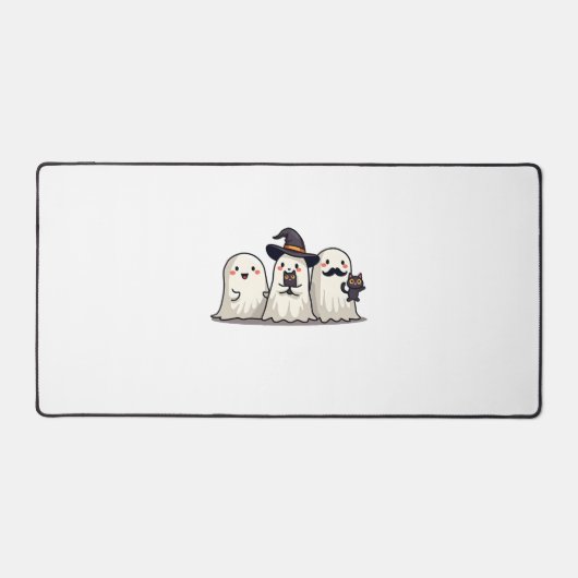 Ghost Holding Black Cat Funny Halloween Cat Lovers デスクマット (正面)