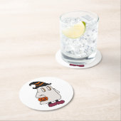 Ghost holding pumpkin and wearing witch hat ラウンドペーパーコースター (インサイチュ)