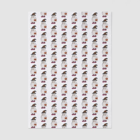 Ghost holding pumpkin and wearing witch hat 薄葉紙 (正面)