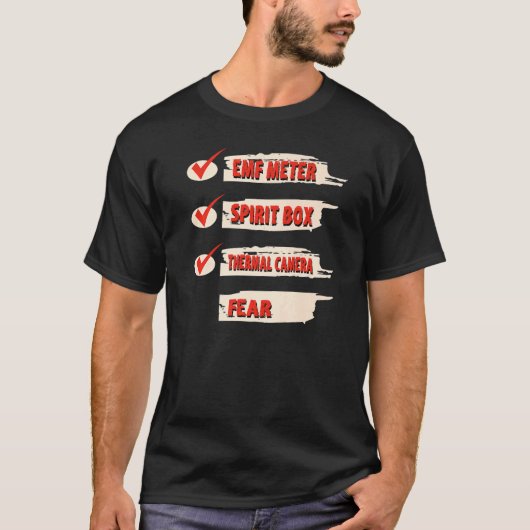 Ghost Hunter Checklist EMF Meter Paranormal Invest Tシャツ (正面)