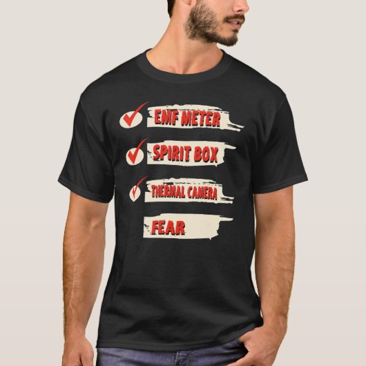 Ghost Hunter Checklist EMF Meter Paranormal Invest Tシャツ (正面)