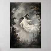 Ghost In Fall Forest Print, Ghost Whimsical Dark ポスター (正面)