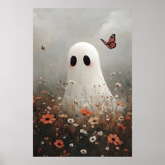 Ghost In Field Poppies Portrait Print, Flower ポスター (正面)