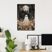 Ghost In Forest Field With Flower, Dark Academia ポスター (ホームオフィス)