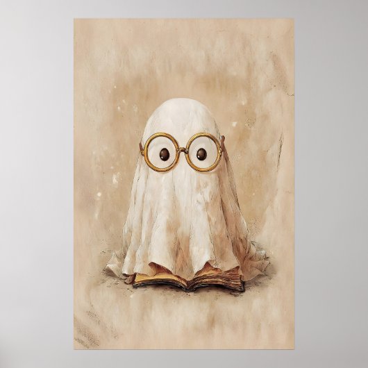 Ghost In Glasses With Book Print, Digital ポスター (正面)