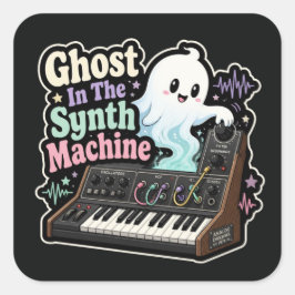 Ghost In The Synth Machine – Halloween Synth Nerd スクエアシール
