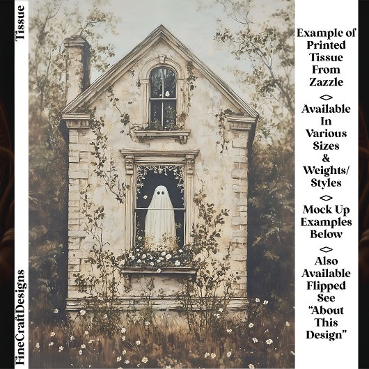 Ghost in the Window, Haunted House DZ7L Decoupage  薄葉紙