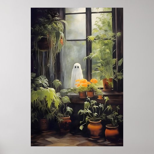 Ghost In Window Plant Print, Dark Academia ポスター (正面)
