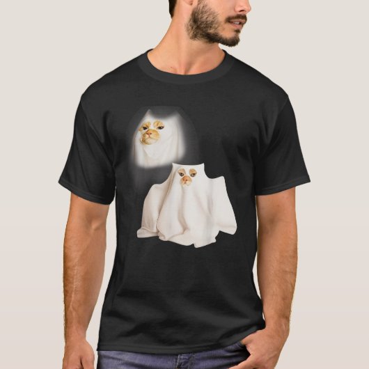 Ghost Kitten Meme Ghost Cat Funny Wizard Cat Hallo Tシャツ (正面)