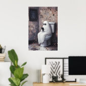 Ghost Looking Mobile Phone On Toilet Print, Dark ポスター (ホームオフィス)