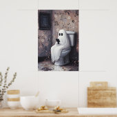 Ghost Looking Mobile Phone On Toilet Print, Dark ポスター (キッチン)