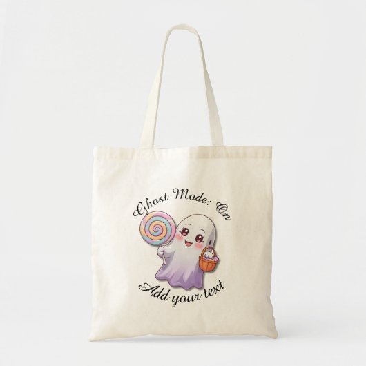 Ghost Mode: On – Personalized Halloween Tote Bag トートバッグ (正面)