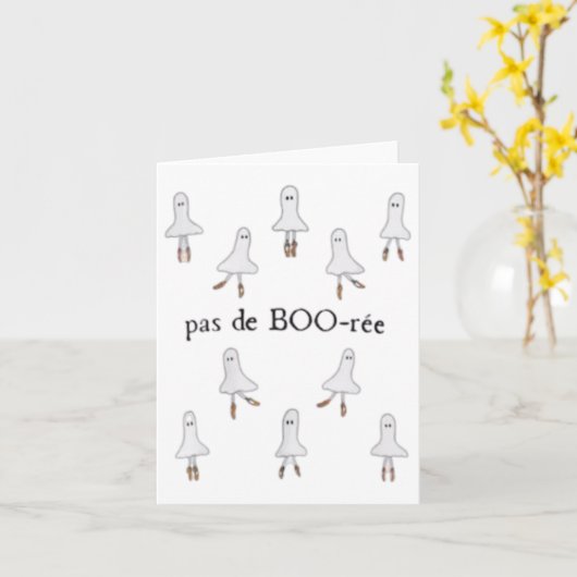 Ghost Pas De Boo-rée Llet Dancer Spooky Halloween  カード (黄色い花)