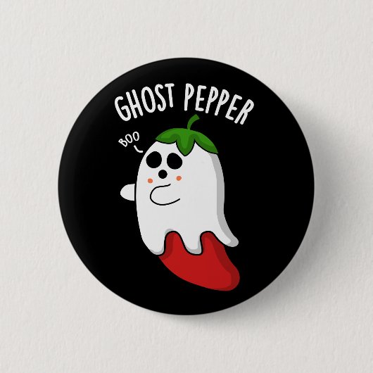 Ghost Pepper Funny Chili Pun Dark BG 缶バッジ (正面)