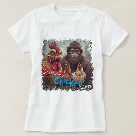 "Ghost Photobomb" Bigfoot & Cheesy Chickens Tee Tシャツ (デザイン正面)