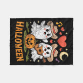 Ghost Playing Guitar For Halloween Lovers フリースブランケット (正面(横))