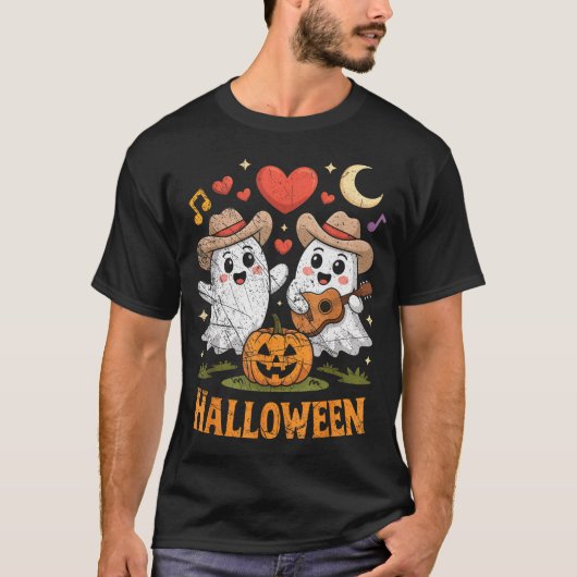 Ghost Playing Guitar For Halloween Lovers  Tシャツ (正面)