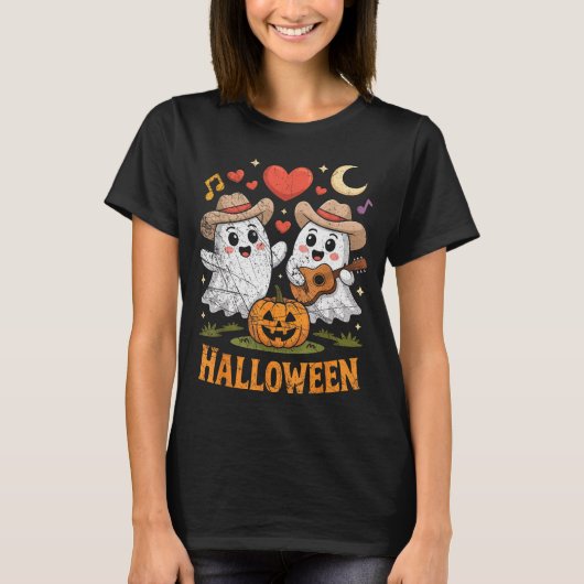 Ghost Playing Guitar For Halloween Lovers Tシャツ (正面)