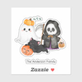 Ghost Pumpkin Grim Reaper Cute Black Cat Halloween シール (シート)