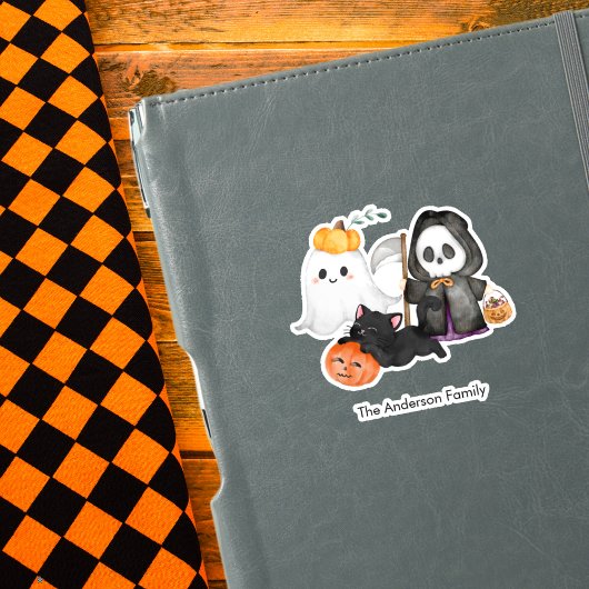 Ghost Pumpkin Grim Reaper Cute Black Cat Halloween シール
