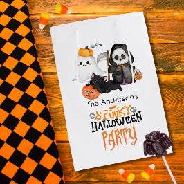 Ghost Pumpkin Grim Reaper Cute Black Cat Halloween ミディアムペーパーバッグ