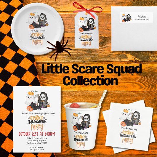 Ghost Pumpkin Grim Reaper Cute Black Cat Halloween ラベル