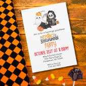 Ghost Pumpkin Grim Reaper Cute Black Cat Halloween 招待状