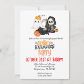 Ghost Pumpkin Grim Reaper Cute Black Cat Halloween 招待状 (正面)