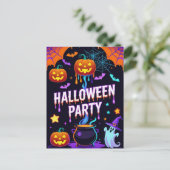 Ghost & Pumpkin Halloween Party Invite ポストカード (スタンド正面)
