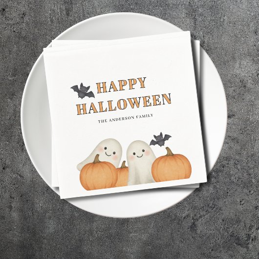 Ghost Pumpkin Personalized Halloween Party  スタンダードカクテルナプキン