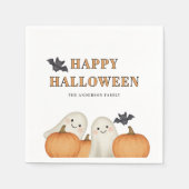Ghost Pumpkin Personalized Halloween Party  スタンダードカクテルナプキン (正面)