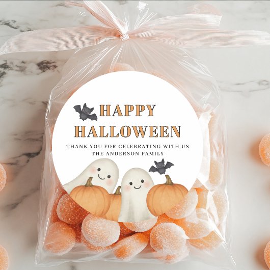 Ghost Pumpkin Personalized Halloween Party  ラウンドシール