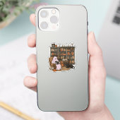 Ghost Reading Book Cat lover Halloween  シール (スマートフォン)