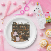 Ghost Reading Book Cat lover Halloween  ペーパープレート (パーティー)