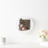 Ghost Reading Book Cat lover Halloween  ラウンド壁時計 (ホーム)