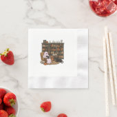 Ghost Reading Book Cat lover Halloween  縁ありカクテルナプキン (インサイチュ)