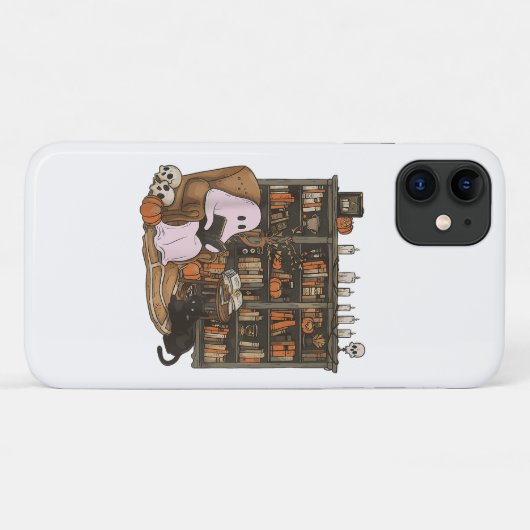 Ghost Reading Book Cat lover Halloween Case-Mate iPhoneケース (裏面(横))