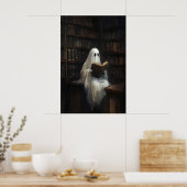 Ghost Reading Books In Library Print, Digital ポスター (キッチン)