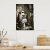 Ghost Reading Newspaper Art Print, Whimsical ポスター (キッチン)