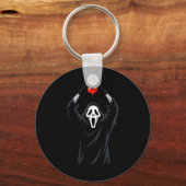 Ghost Red Heart Hands Y Face Halloween Valentines  キーホルダー (正面)