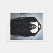 Ghost Red Heart Hands Y Face Halloween Valentines  フリースブランケット (正面(横))