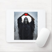 Ghost Red Heart Hands Y Face Halloween Valentines  マウスパッド (マウス)