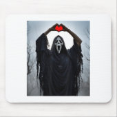 Ghost Red Heart Hands Y Face Halloween Valentines  マウスパッド (正面)