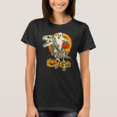 Ghost Riding Skull Dinosaur Halloween Skeleton Rex Tシャツ (正面)
