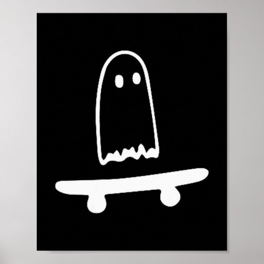 Ghost Skateboard Lazy Halloween Costume Funny Skat ポスター (正面)